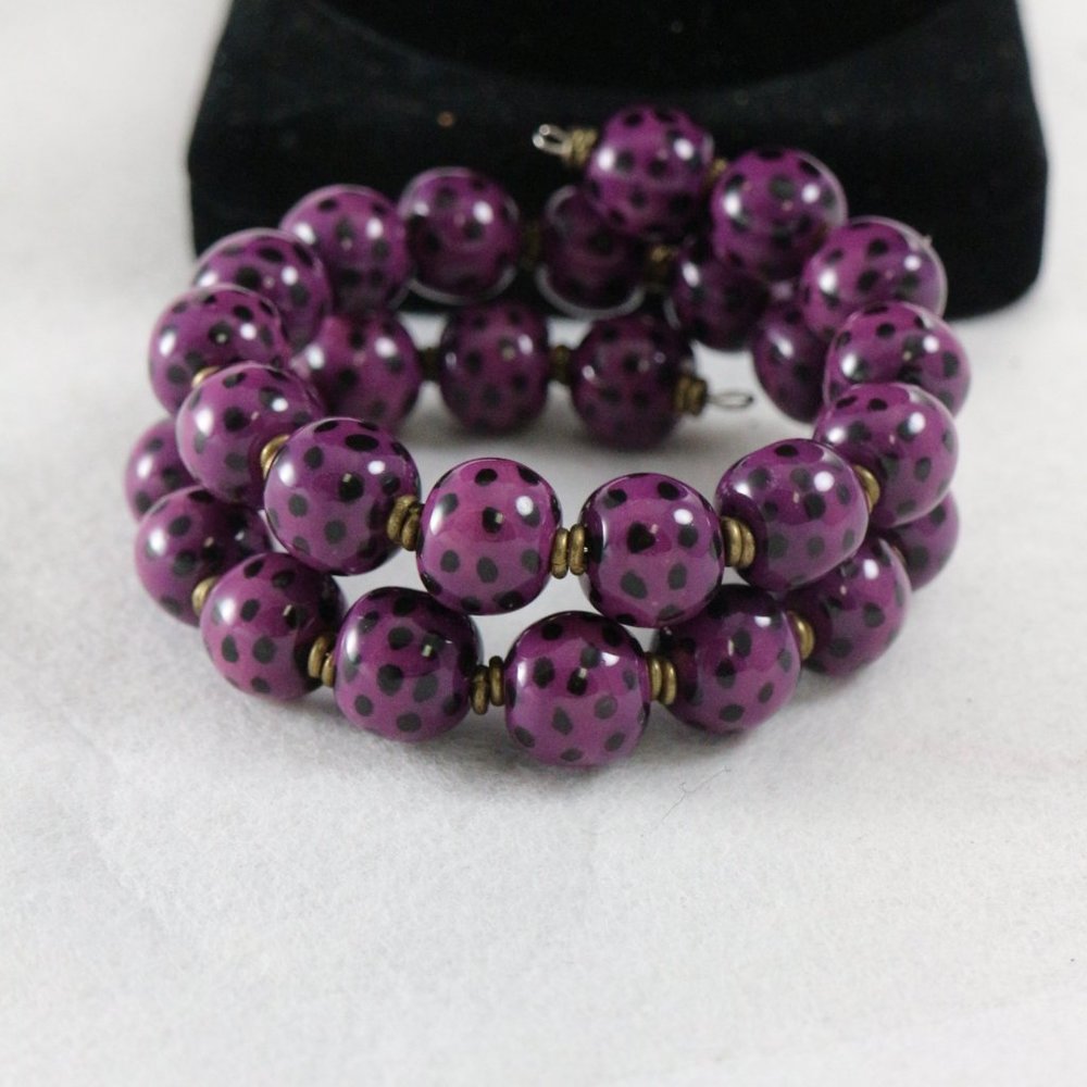 KAZURI Beads Candy TingTing 18-in Violet/Black Necklace + Earrings + Bracelet - Picture 8 of 10